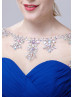Beaded Royal Blue Chiffon Short Prom Dress